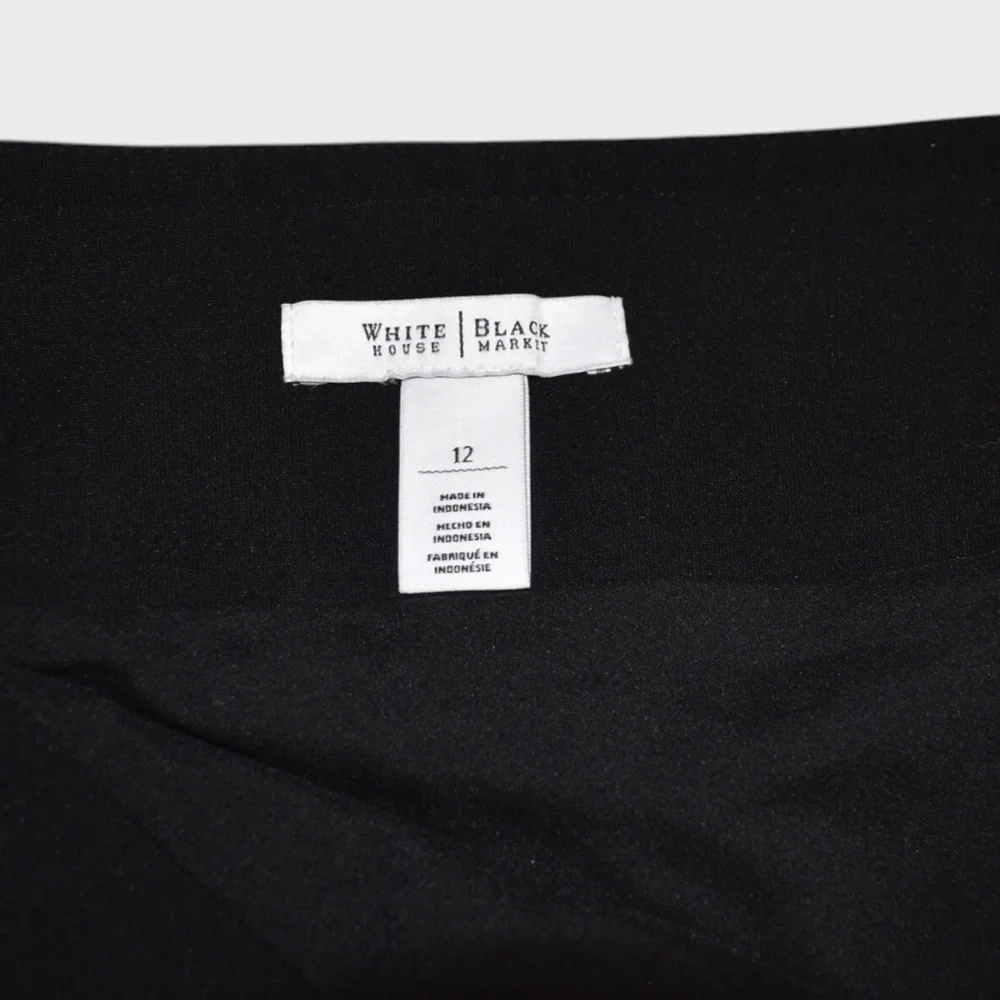 White House Black Market Black Faux Leather Trim Wrap‎ Skirt